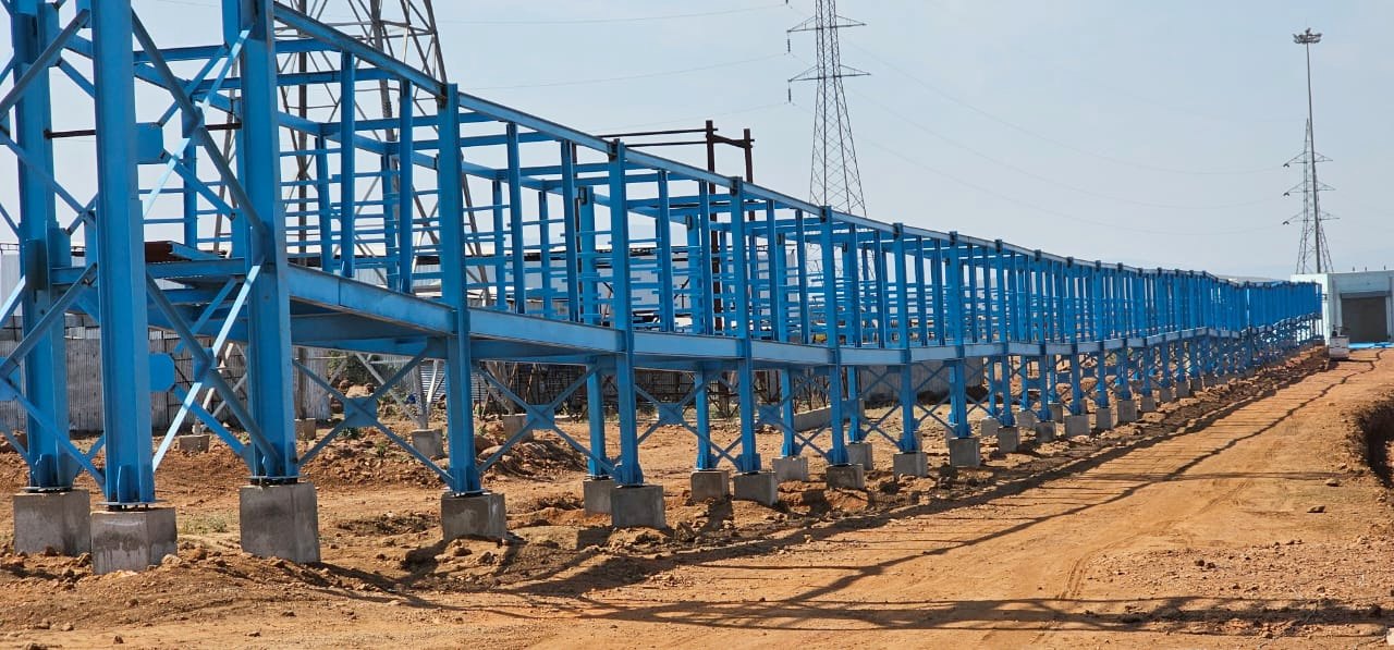 Structural steel erection at EV charger station project