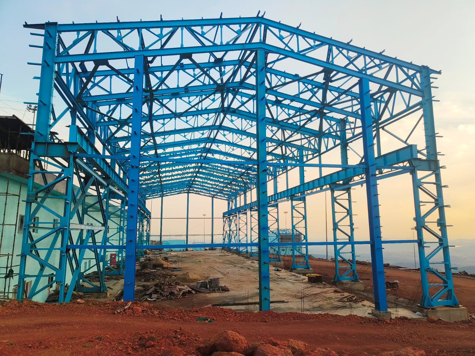 Canopy structure at EV charger station project